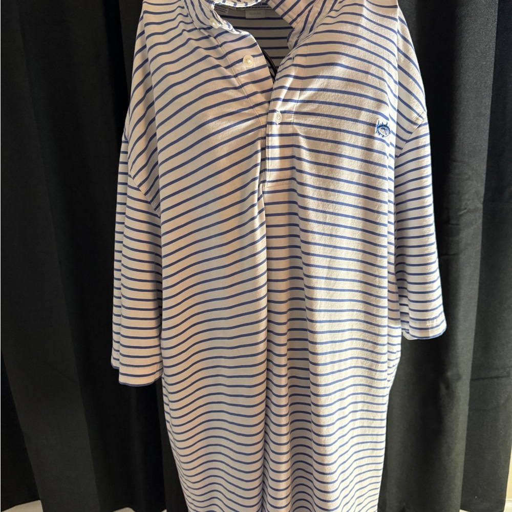 Striped Blue and White Polo Shirt